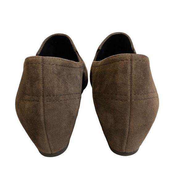 Paul Green Munchen Brown Suede Loafer Shoe Women Sz 7.5 Hidden Wedge Slip On - Picture 3 of 12